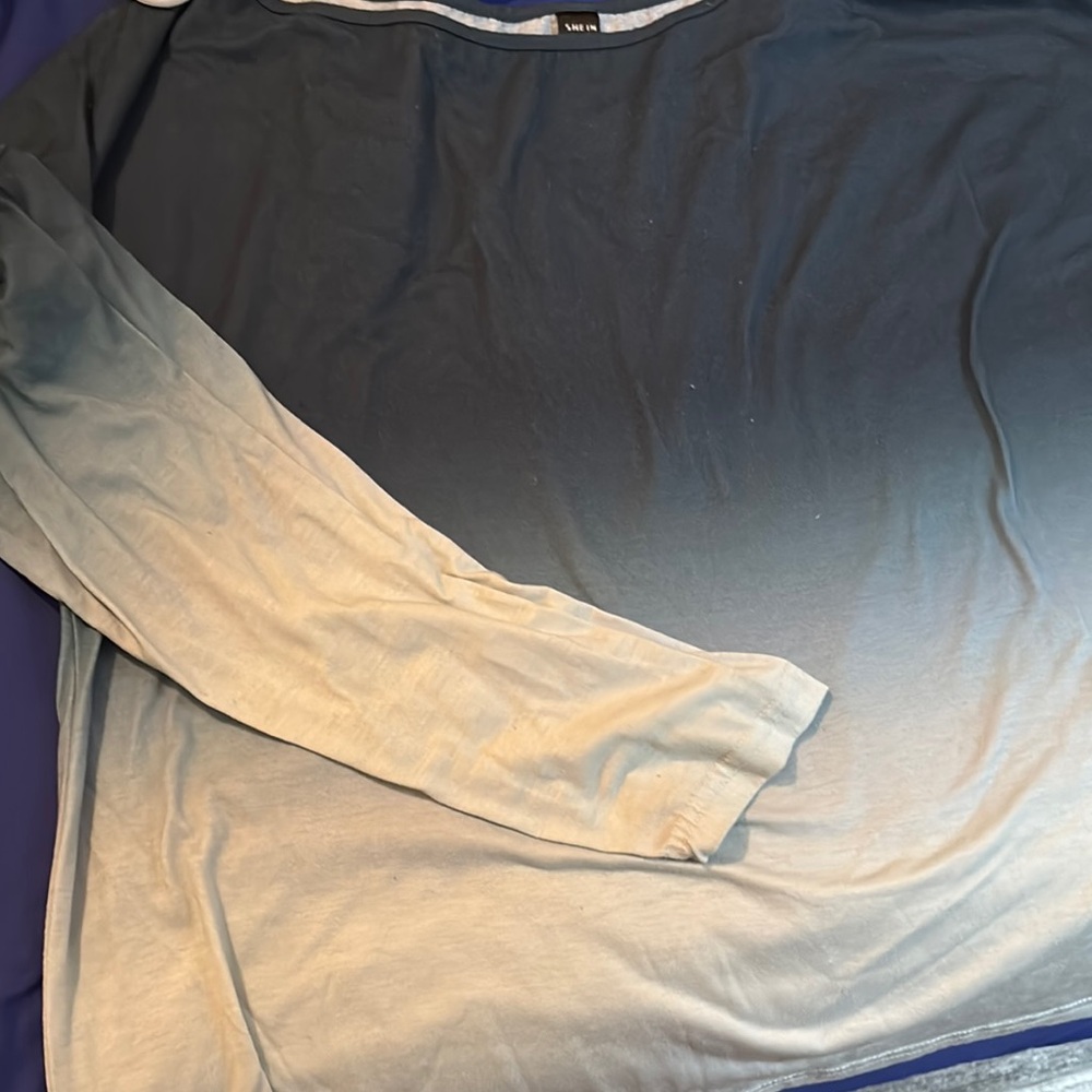 SHEIN Blue and Gray Long Sleeve Sweater